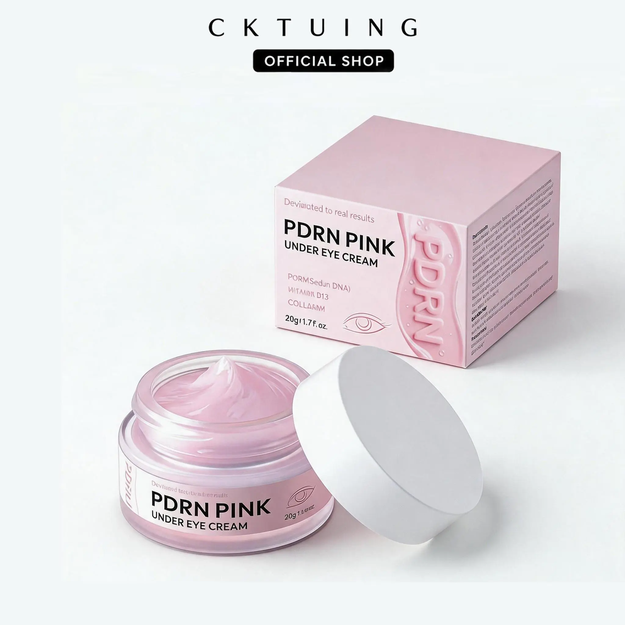 PDRN Pink Moisturizing Eye Cream - Salmon DNA, Vitamin B12, Collagen, Dark Circle Eraser - Korean Normal Skincare Under Eyes Brightening Anti-Wrinkle Firming Treatment (Single Item)