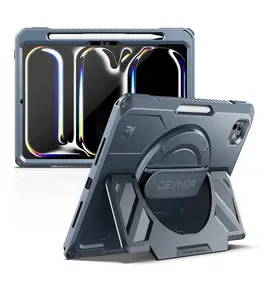 Dexnor for iPad Pro 11 inch Case M5 2025/M4 2024, Rugged Protective Case with 360° Rotating Hand Strap & Large Steady Stand & Screen Protector & Pencil Holder Shockproof Full-Body Bumper Cover
