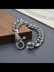 New Graffiti Bracelet Trendy Men Vintage Skull Head Bracelet Dark Hip Hop Boyfriend Gift, Unique Style, Perfect Accessory