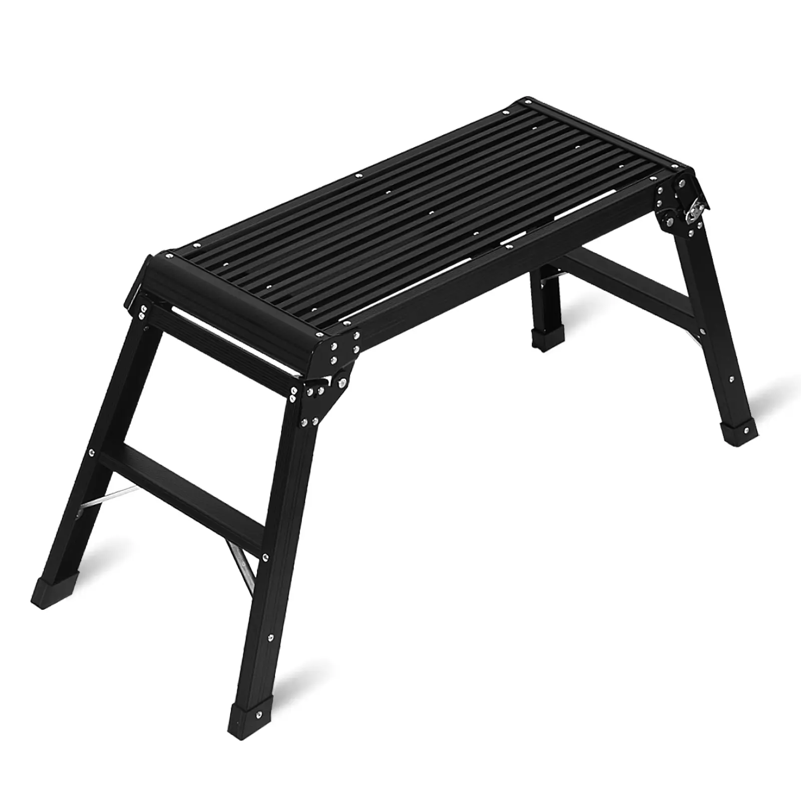 LEADALLWAY Aluminum Work Platform Step Ladder, Black | 30"x12"x20", Heavy Duty, Foldable, 330 Lbs Capacity