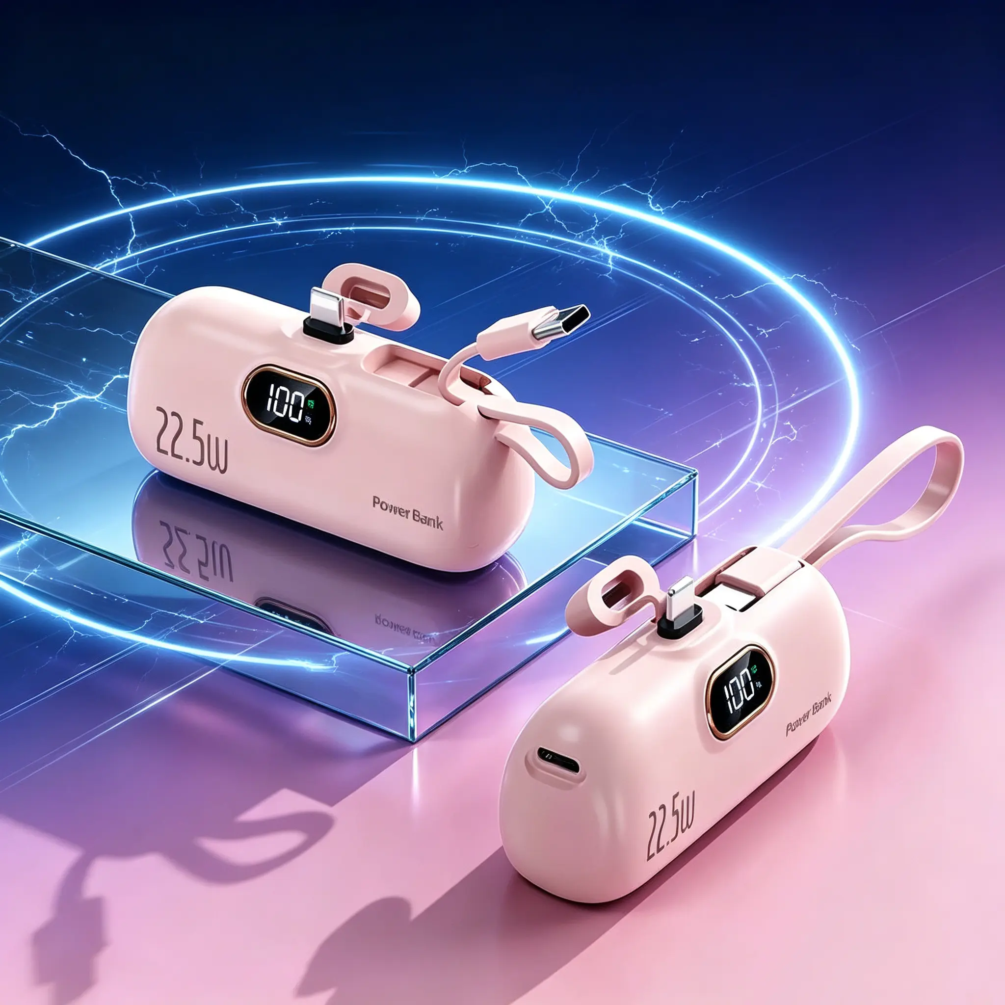 【Hot Deal】Travel Essential Mini Power Charger, 5000mAh Capacity, 22.5W Rapid Output, Dual Ports with Accurate LED Indicator for Phones