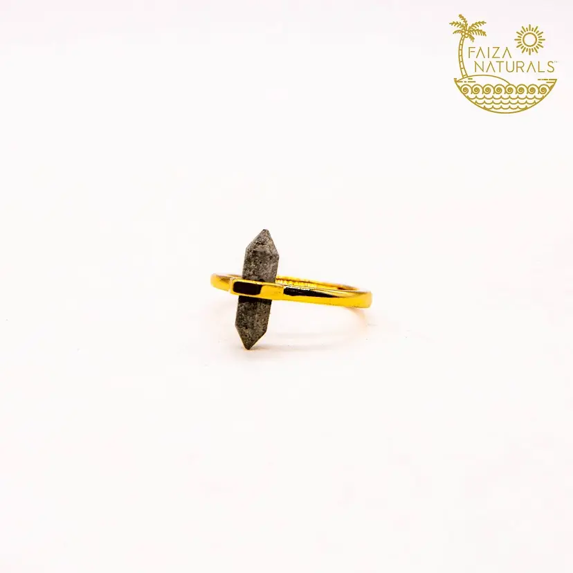 Faiza Naturals Pyrite Crystal Tower ring for protection, attracting wealth, goodluck and happiness-Adjustable sizing, latina accessories