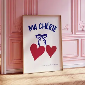 Ma Cherie Coquette Cottage Core Printable Wall Art Cute Trendy Retro French Poster Apartment Decor College Dorm Bedroom Funky Aesthetic Trendy Aesthetic Unframe Vintage Poster
