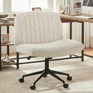 Dowinx Criss Cross Chair with Wheels, Preminum Fabric and Pocket Spring Cushion, Adjustable Swivel Wide Seat Computer Chair, Morden Design Vanity Chair