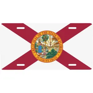 Flag of Florida License Plate Vanity Novelty Front License Plate 6x12 Inch Personalized Front Hanging License Plates Aluminum Metal License Plate