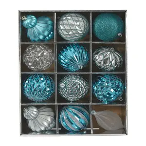 Lux Shatterproof, 12 Count Christmas Tree Ornament Set, 100mm