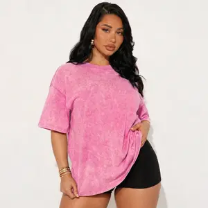 Women’s pure cotton washed distressed short-sleeve T-shirt, loose casual versatile crew neck top, suitable for daily commuting and outdoor sports.
