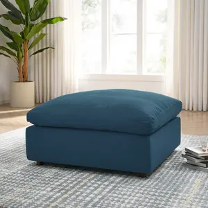 Modway Commix Down Filled Overstuffed Ottoman in Azure