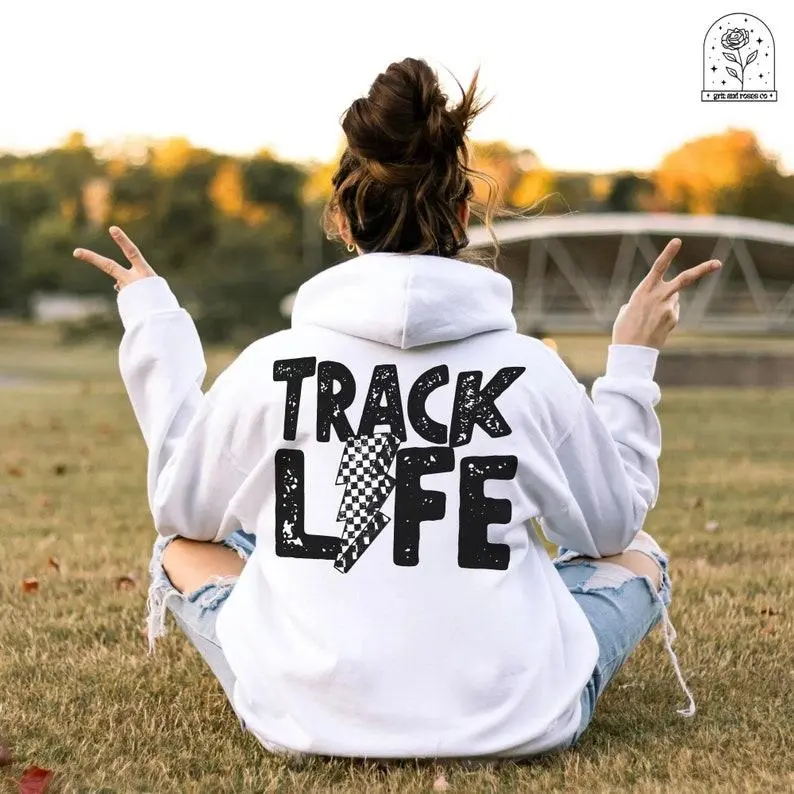 Track Shirts Track Hoodie Sweatshirt Racing Shirt Race Day Crewnecks Hoodies Track Mama Cross Country College High School Practice Pullover