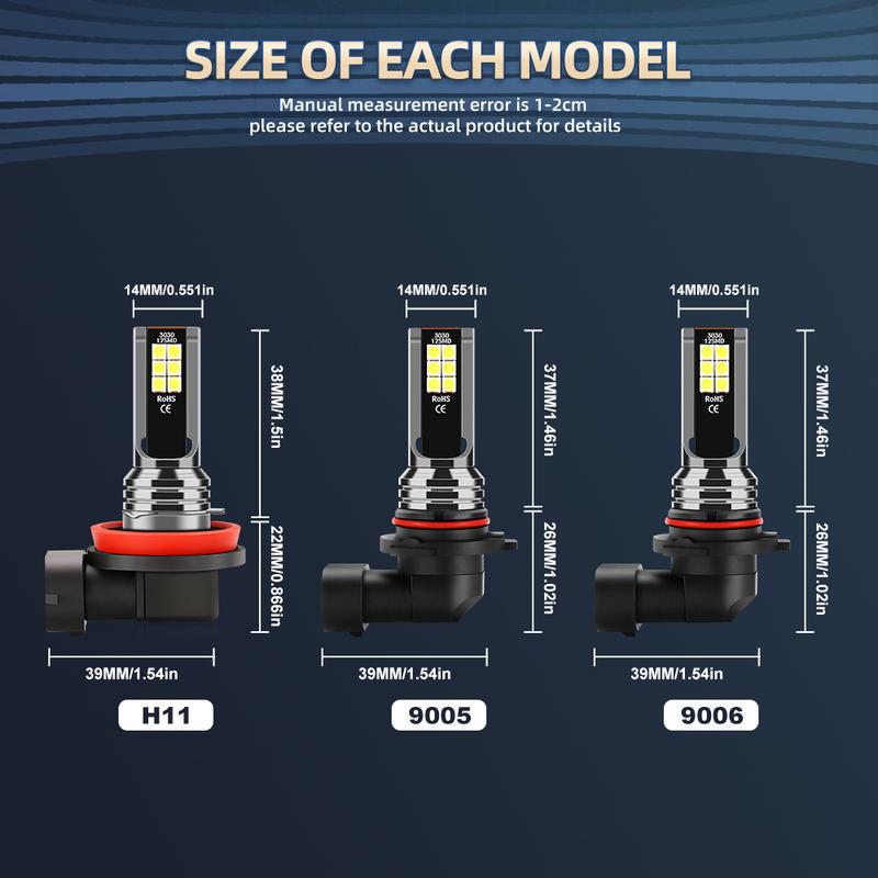 Roadsun 6pcs/4pcs Car LED Combo 9005/HB3 H11 H11 LED Headlight High/Low Beam+Fog Bulbs 6000K Durable Aviation Aluminum 800% Brighter