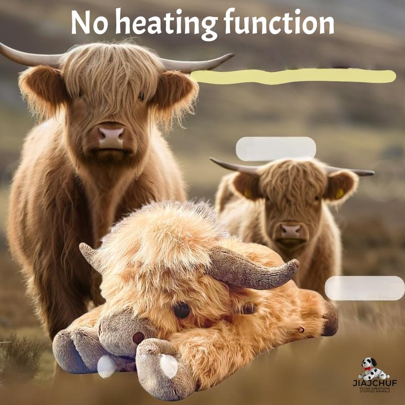 Highland Cow Plush Toy, Weightless Highland Cow Stuffed Animal, Cute Cow Design, Soft Stuffed, Comfortable Teddy Bear for Kids and Adults, Surprise Gift for Grandchildren