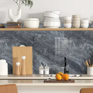 12pcs Deep Marble Texture Self-Adhesive Wall Stickers, Modern Minimalist Style Marble Pattern Wallpaper, Easy Peel & Stick, Wear Resistant, Home Decor