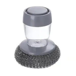 Stainless Steel Pan Sponge - Dish Soap Dispenser, Dishwasher Cleaning Brush, Pot Scan Pad, Metal Dish Scrubber, for Kitchen
