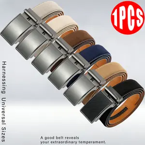 Men's Ratchet Belt with Genuine Leather, Jeans Belt for Men. One size, can be cut to adjust length.