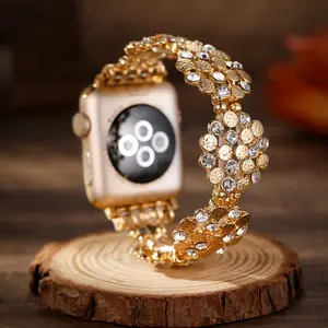 2-In-1 Diamond Iwatch Band, Elastic Fit for All Wrist Sizes, Luxury Wearable Jewelry, Stylish Accessory for Smartwatches