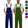 WORK IDEA Men's Cotton Overalls with Straps & Buckle, Comfortable Skin-Friendly Durable Plain Soft Fabric, 8 Functional Pockets, Elastic Waistband, Easy On/Off Workwear Uniforms (Black, Beige) for Outdoor Activities (Pair with T-Shirt)