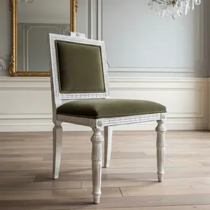 Gustavian Dining Chairs, Grey-Green Velvet