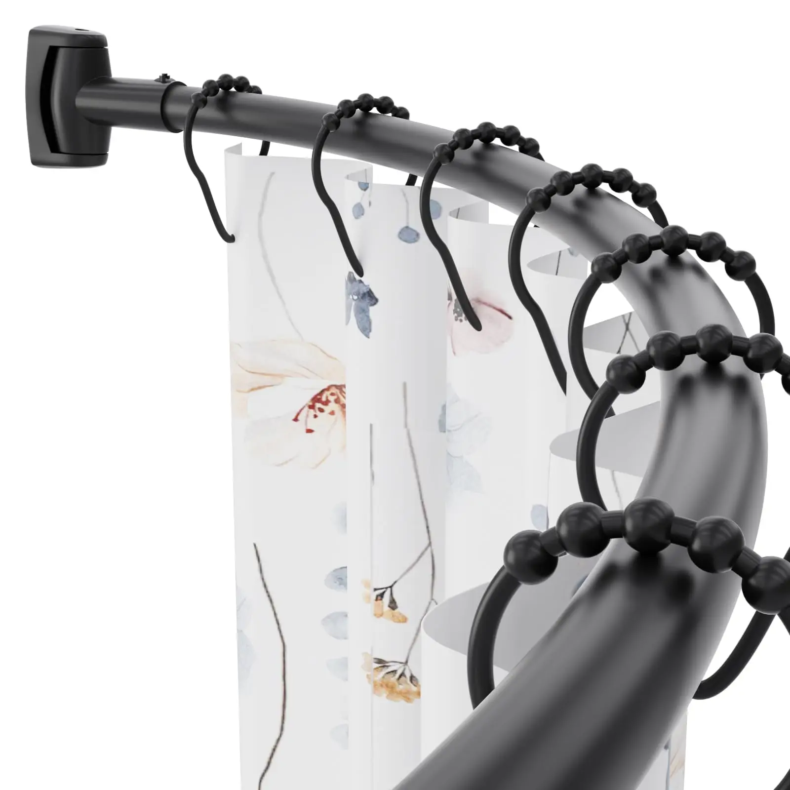 Black Curved Shower Curtain Rod 42-72" Adjustable Rust Resistant Stainless Steel Drilled Shower Rod For Bathroom Bathtub Home Use