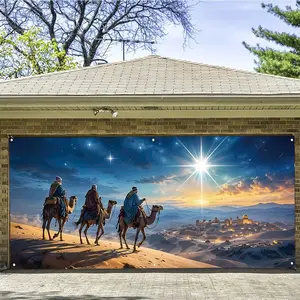 2D Flat Banner, Polyester Material, Ideal for Home and Outdoor Use, Perfect for Garden, Garage, Commercial Doors, 1pc Three Wise Men Flag, Outdoor Decor Banner