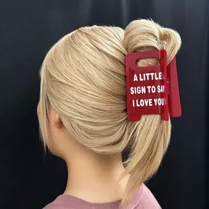 A Little Sign to Say I Love You Hair Claw Clip Desk Sign, Sweet Romantic Valentine’s Day Message Sign Gift, Unique Fashion Design Statement Accessory Anniversary, Birthday Gift for GF, Mom, Wife, Fiancee, Her
