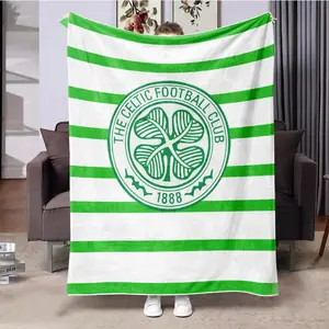 Celtic Football Club Striped Pattern Blanket, Soft Comfortable Flannel Blanket, Cool Bedroom Bedding Blankets, Warm Napping Blanket for Home Office Travel