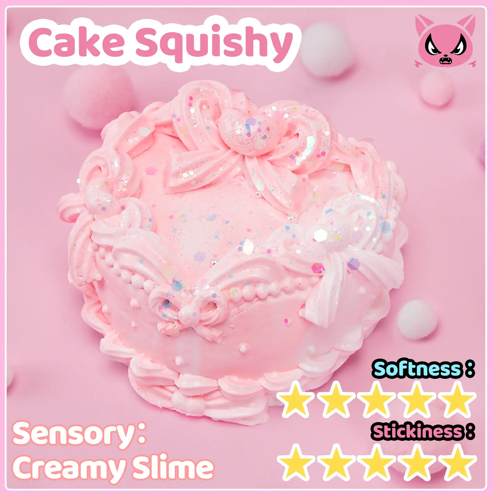 1/2/3/6 PCS [Angerbaby Squishies] Gift for Kids taba squishy party Gift favor cute toy sticky soft toy Mochi Squeeze Toys for Stress Relief anxiety fidgets clear cat paw squeeze toy anxiety buster mothersdaygift-F1