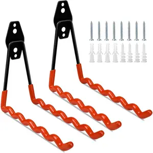 Garage Hooks 2 Pack, 7.7 Inch Wave Design Long Hanger, Wall Mounted Storage System, Ladder, Bike, Pipe Organizer