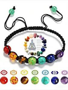 Creative Rainbow Woven Bracelet, Adjustable Seven-Color Braided Cord Chain, Unisex Yoga Style Fashion Jewelry for Men and Women