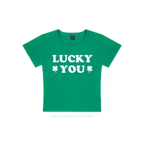 Lucky Green St Patricks Y2K Baby Tee