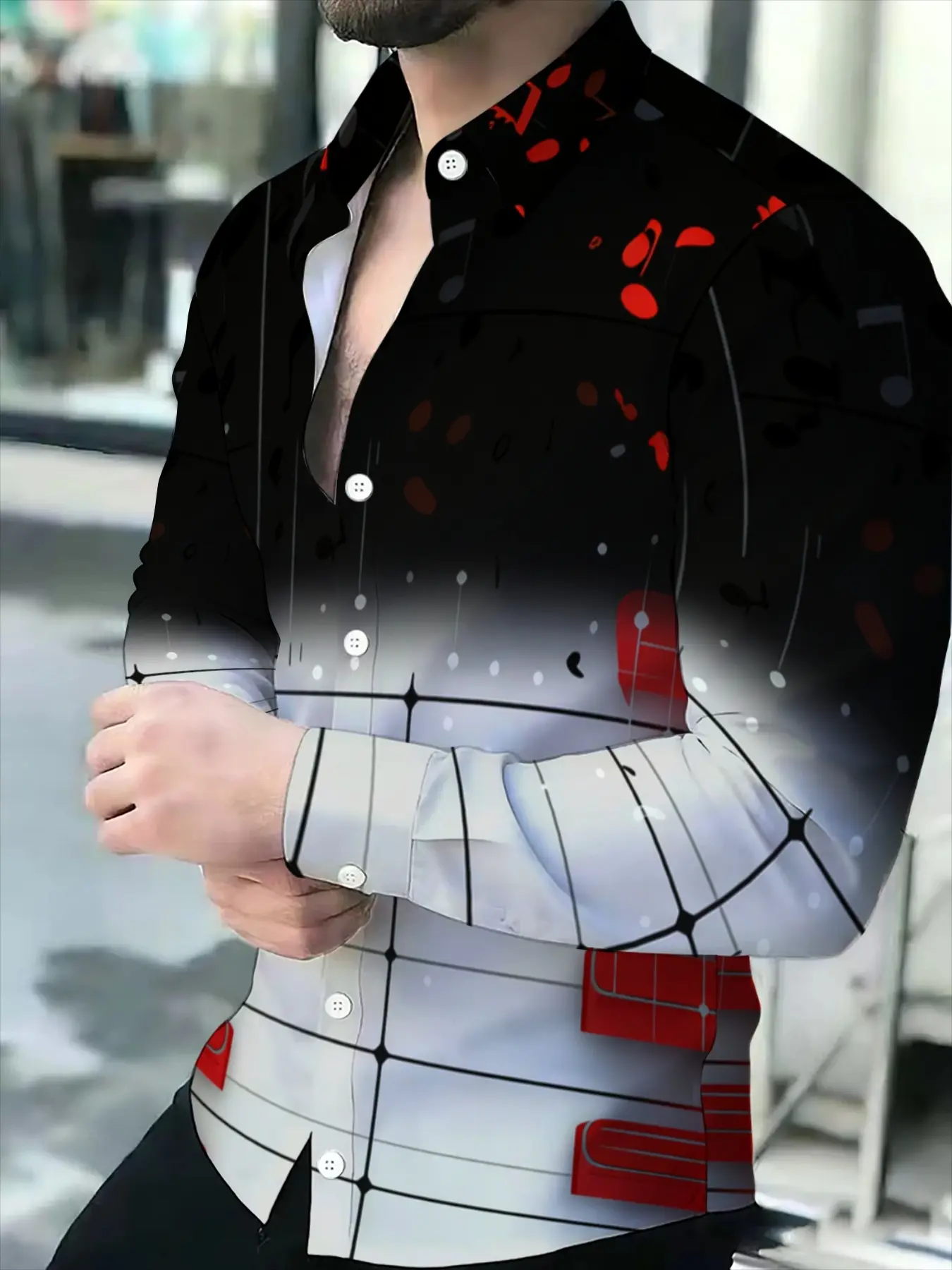 Men's Long Sleeve Shirt Novelty Pattern Funny Casual Style Graphic Party Shirt