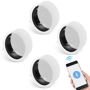 fathersdaygift VEVOR 4 PCs 6.5'' Bluetooth in Ceiling Speakers, 150W, Flush Mount Ceiling in-Wall Speaker System with 8Impedance 89dB Sensitivity, for Home Kitchen Living Room Bedroom or Covered Outdoor Porches