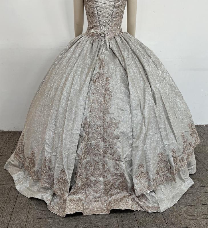 NO.23 Quinceanera Ball Gown Dress Split Skirt and Glitter Tulle Mexican Sweet 15  Formal Party Dress