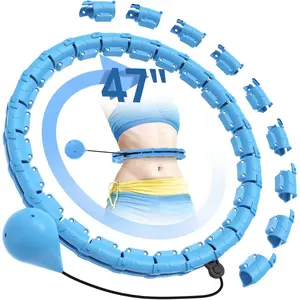 2026 Detachable Smart Hula Hoop - Blue, with 24 Solid Segments Weighted Hula Circle Hoops for Adults , Infinity Fitness Hoop Plus Size 47 Inch, 24 Detachable Links, Exercise Hoop Suitable for Women and Beginners thigh master