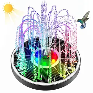 Solar Powered Bird Bath Fountain with Lights, Portable Floating Pump for Garden, Pond, Pool & Outdoor Decoration, Garden Accessories, Garden Supplies for Outdoor Patio, Outdoor Water Fountains