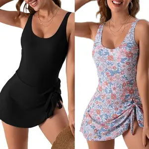 Nice Original Women's Tankini Swimdress! European American Style Digital Print One Piece Bathing Suit with Flowy Skirt & Tummy Control Perfect for Beach Vacation