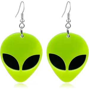 Alien Earrings for Women Girls Cute Funny Cartoon Green Alien  Dangle Earrings Novelty  Statement Earrings