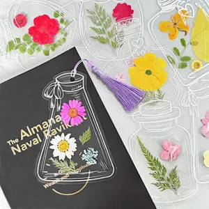 42-Piece Aesthetic Bookmark Kit – Handmade with Dried Flowers & Transparent Stickers