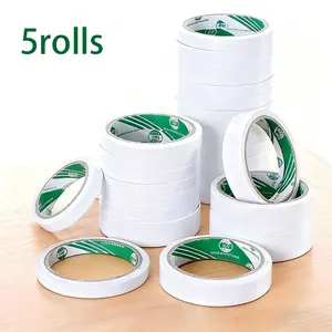 5 Rolls Transparent Dual-Sided Tape, Strong Durable Adhesive, Perfect for Gift Wrapping, Holiday Decorations, DIY Crafts, Office & School Use
