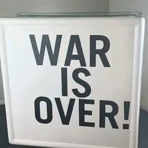 War Is Over Glass Block Decorative, Can be used as a centerpiece , planter , paperweight