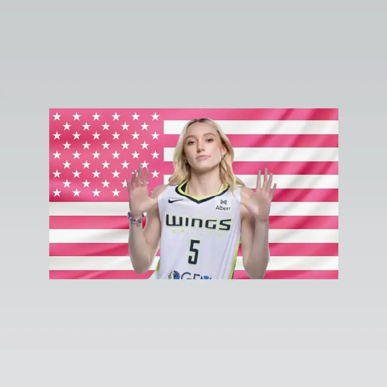 Paige Bueckers Pink American Flag Tapestry – Basketball Wall Art | Aesthetic Pink Flag | Sports Fan Decor | Athlete Room Gift