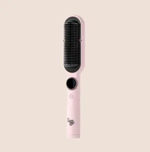 L'ANGE HAIR  - Smooth It 2-in-1 Straightener Brush - Digital 450°F Temperature Dial, Blush Design, Ergonomic Handle, Plug-In Hair Tool, Frizz Control, Quick Styling for All Types, Auto Shut-Off, Hair Tools, Digital Temp