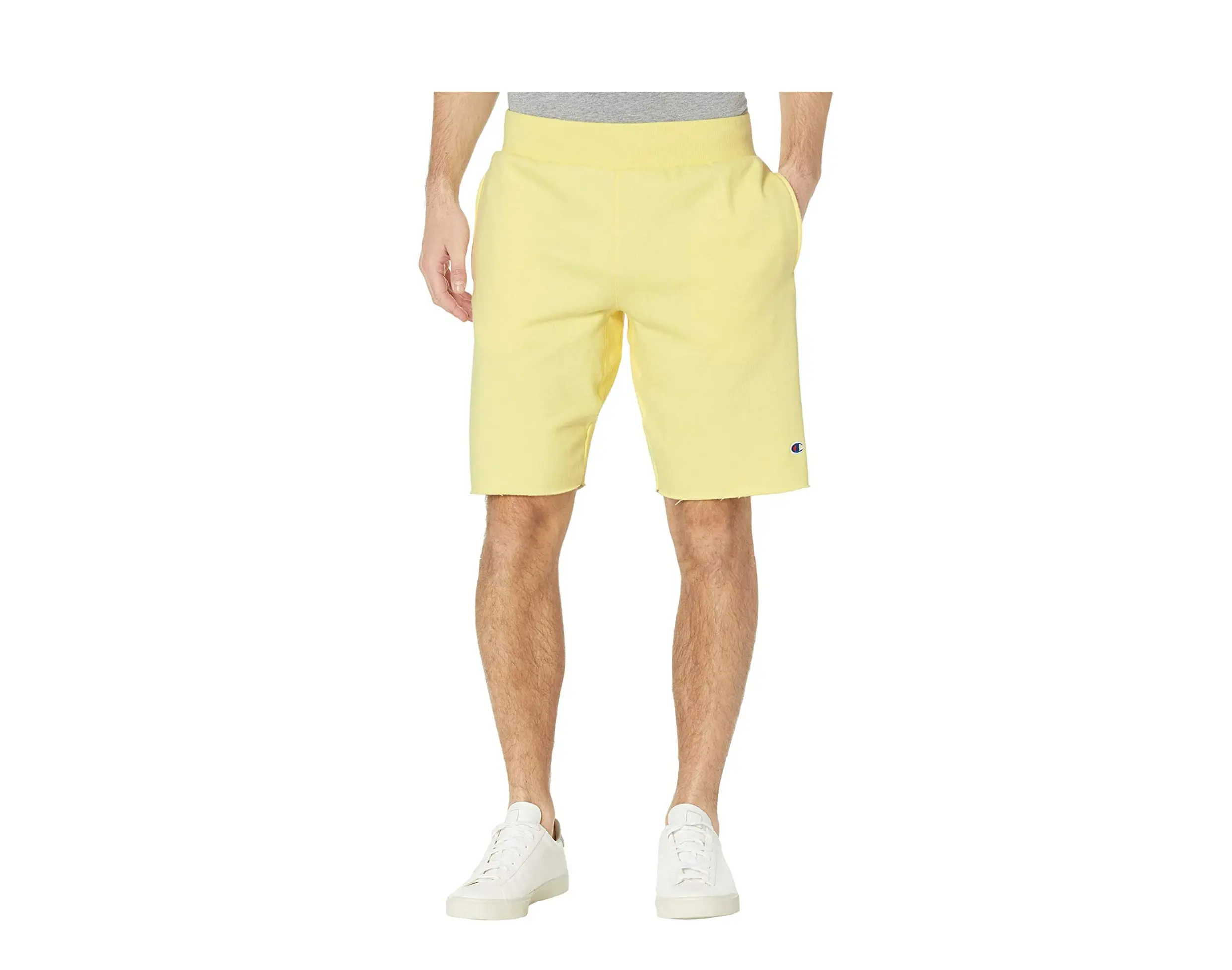 Champion C Life Reverse Weave Cut Shorts in Off Lemon/Glacier | Men's