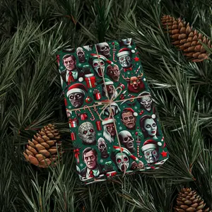 Horror Movie Icons Wrapping Papers for Christmas - Festive Holiday Gift Wrap, Classic Movie Lover Present, Vintage Film Fan Decor, Scary