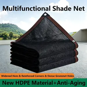 Easy to Install Perforated Black Sunshade Cloth, Striped Mesh HDPE Sun Shade Net, Durable UV Protection Cover for Outdoor Balcony Terrace Greenhouse