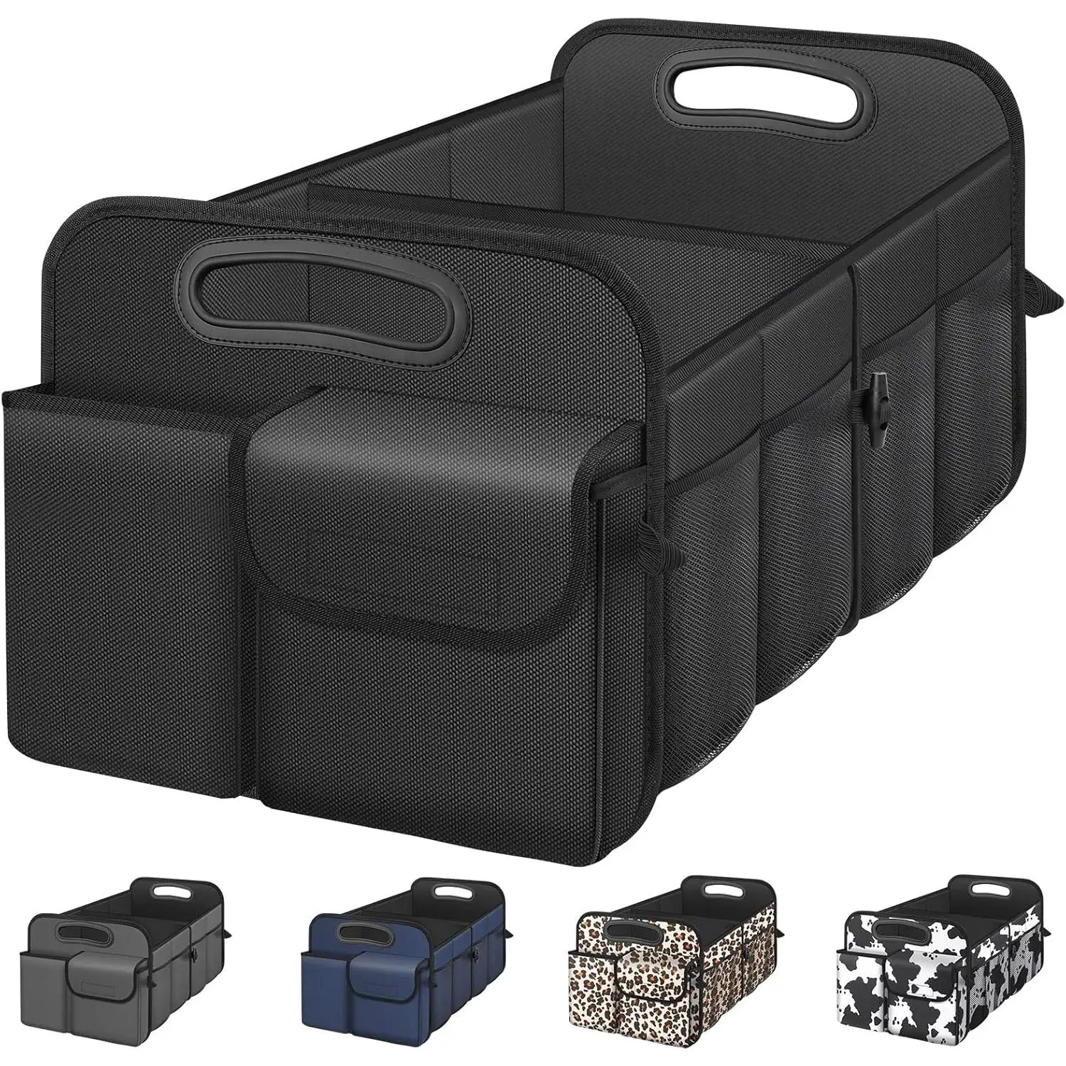 Trunk Organizer System - Foldable, Waterproof, Multi-Compartment Compact Storage for All Vehicles, Large-Capacity Car Interior Accessory for Road Trips (Black, Standard)