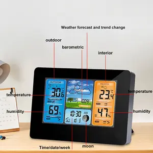 Indoor Outdoor Weather Station - Digital Thermometer with Atomic Clock, Temperature, Humidity, and Calendar Display