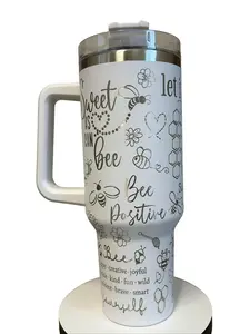 Sweet as can BEE Engraved 40 oz Tumbler Double Insulated Stainless Steel Full Wrap with Lid & Straw Stylish Portable Drinkware