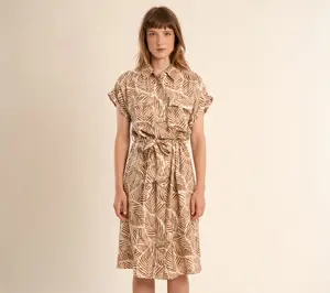 Molly Bracken Tie Front Leaf Print Dress