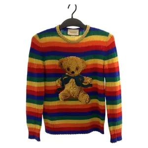 Pre-owned GUCCI Wool Small Leather Goods Teddy Bear Rainbow Cashmere Knitwear