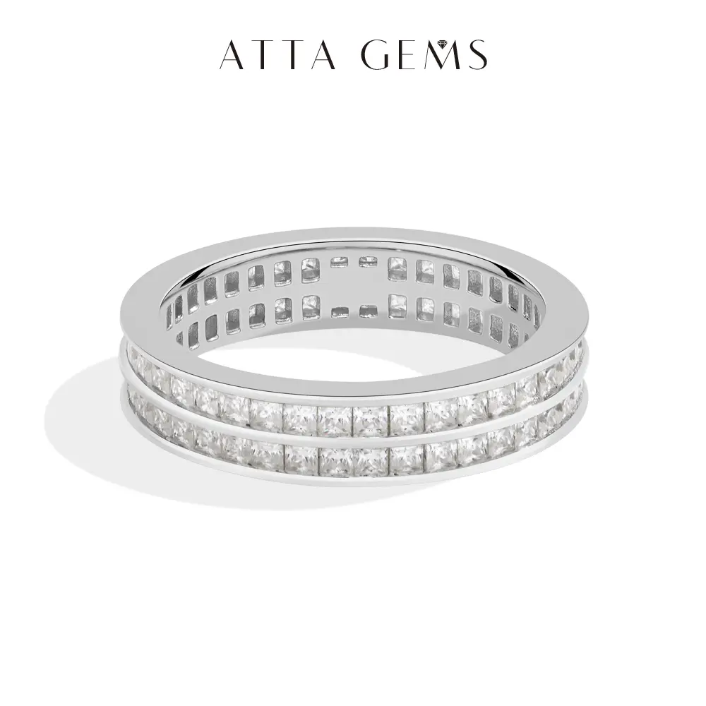 ATTAGEMS 1.5mm Princess Cut D Color VVS1 Synthetic Moissanite Ring for Women and Man Unisex 925 Sterling Silver Ring Daily Wear Engagement Rings Fine Jewelry Birthday Gift R419 summerwins